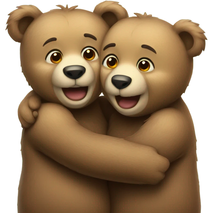 two cute bears hugging emoji