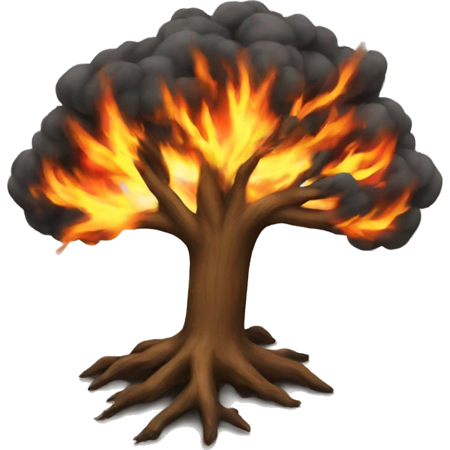 A tree on fire emoji