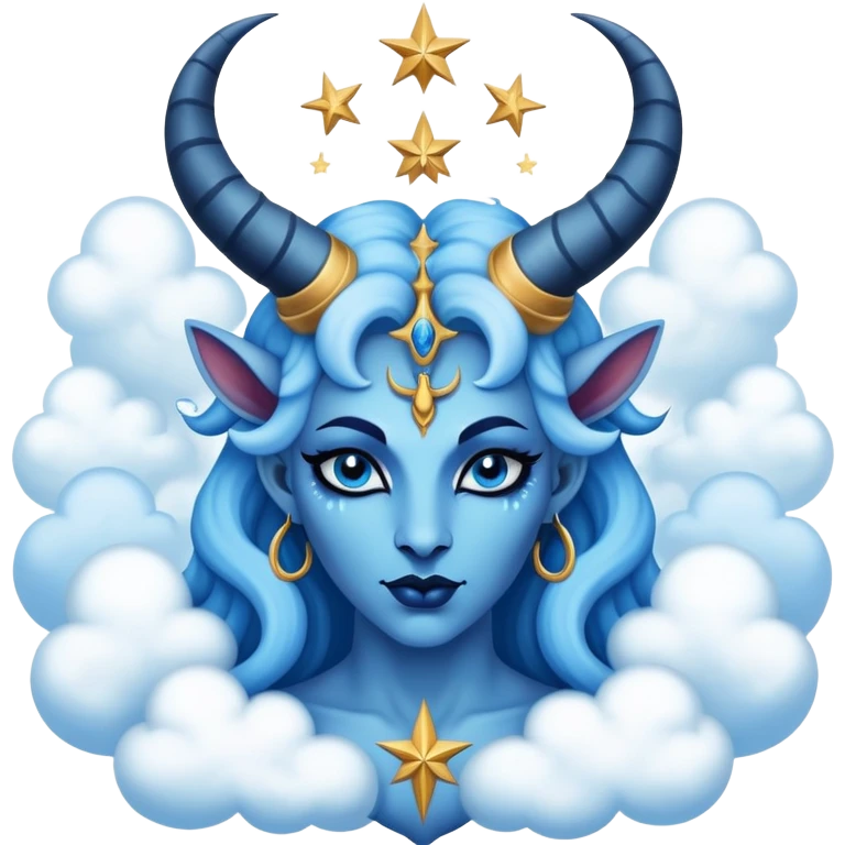 A blue sky queen feminine Baphomet surrounded by clouds and stars emoji