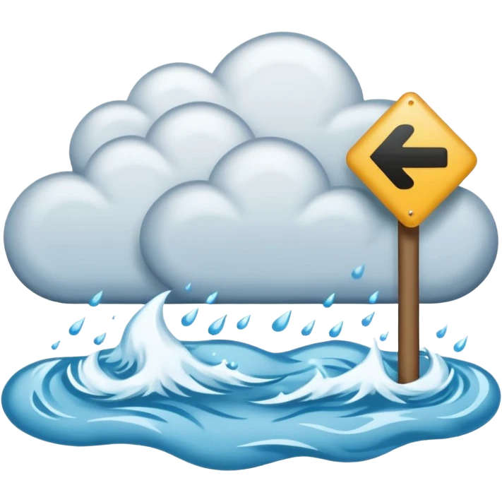 flood with wrong sign pointing or arrow to clouds emoji