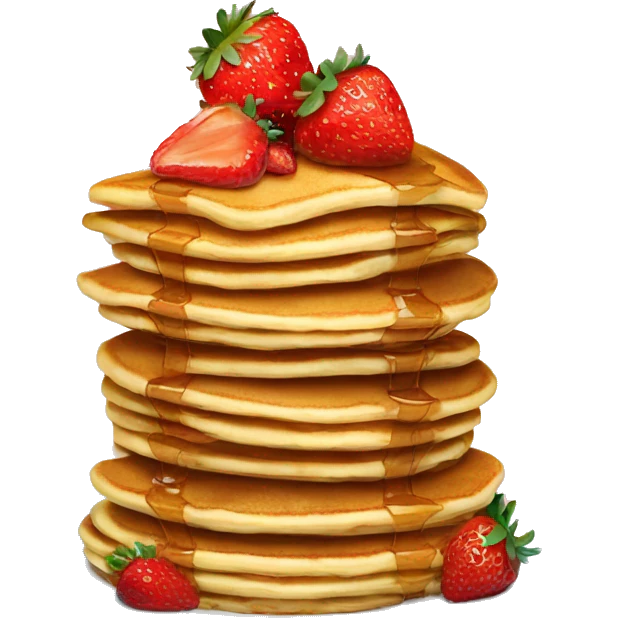 a stack of pancakes topped with strawberries emoji