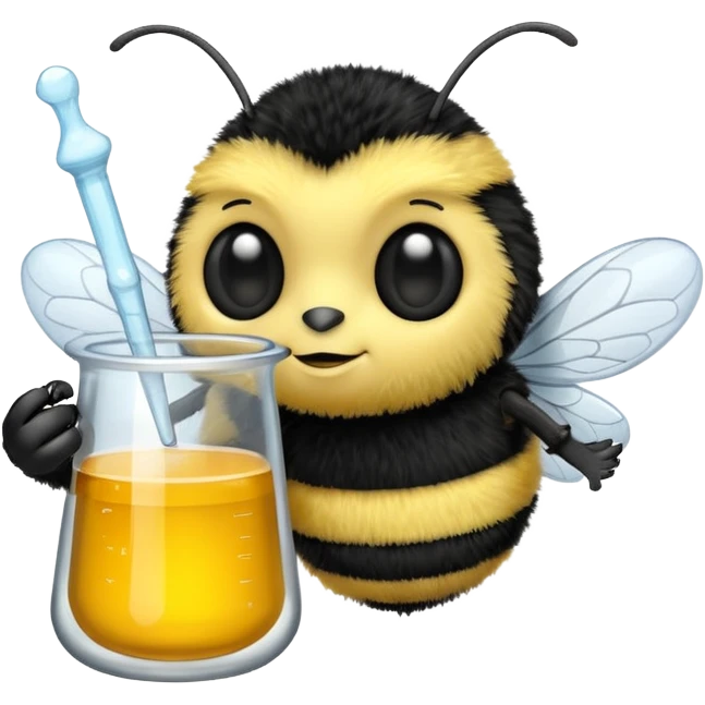 a bumblebee holding a beaker emoji
