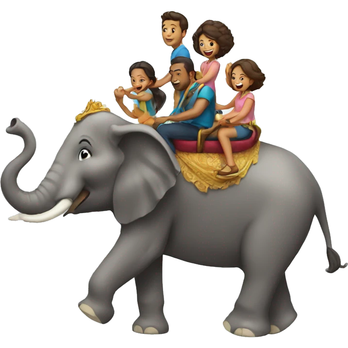 family riding elephant emoji