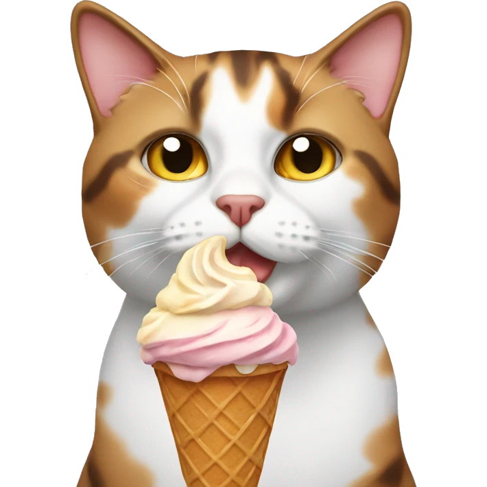 Icecream with calico cat emoji