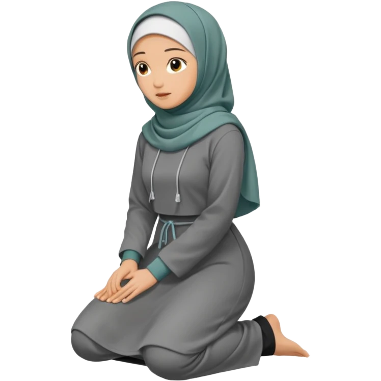 Woman Kneeling for Islamic prayer side view emoji