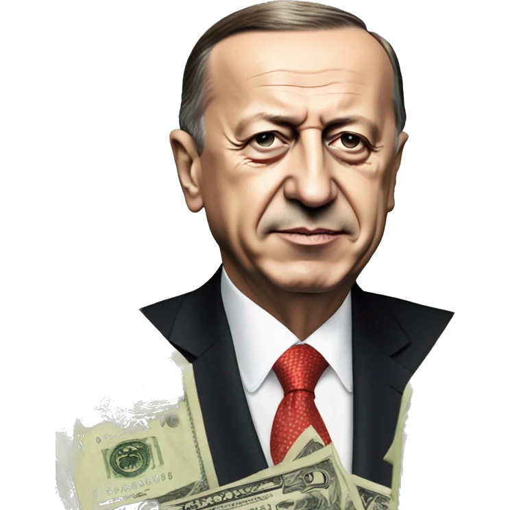recep tayyip erdogan with dollars emoji