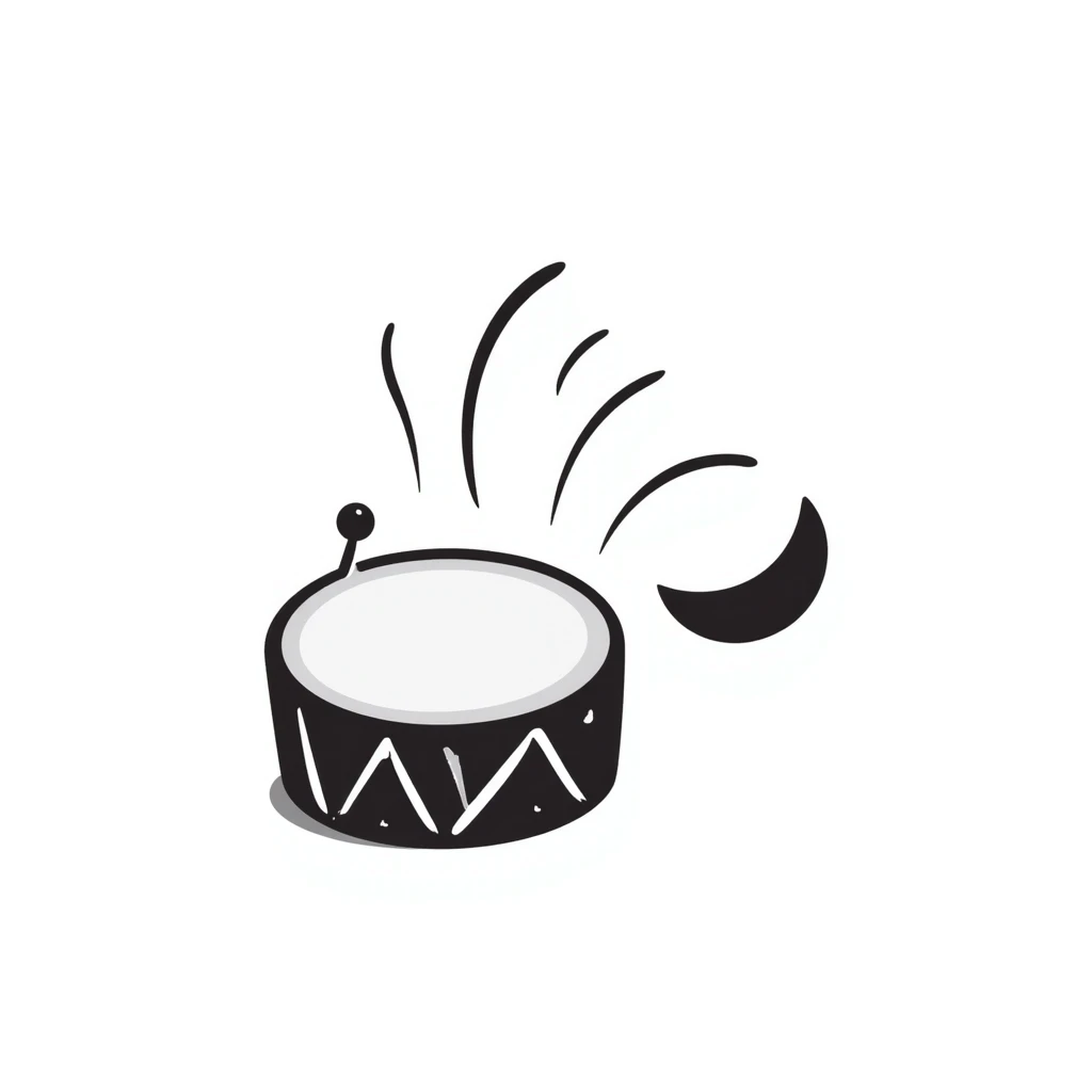 Hand-drawn drum with sound waves and a crescent moon, representing the sahur call during Ramadan emoji