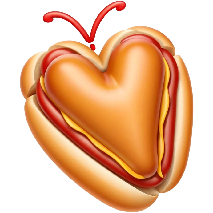 hotdog-shaped heart emoji