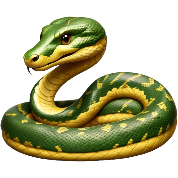 Cinematic Noble Anaconda Portrait Emoji, Poised and imposing, with a massive, sinuous build draped in intricately patterned scales and piercing, focused eyes, Simplified yet sharp and sophisticated features, highly detailed, glowing with a soft, earthy glow, high shine, intelligent and formidable, stylized with an air of primal elegance, focused and mysterious, soft glowing outline, capturing the essence of a watchful jungle guardian that feels as though it could coil out of the screen with effortless authority! emoji