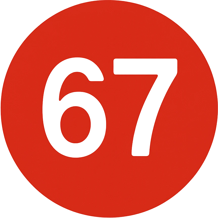 red circle emoji that says "67" emoji