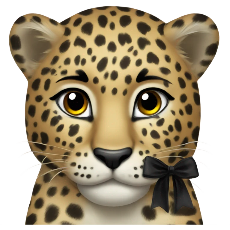 leopard with black bow  emoji