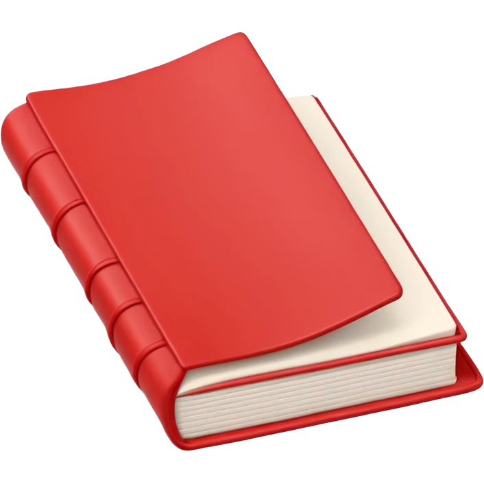 One 3D red open book made of plasticine with blank white pages, top view emoji