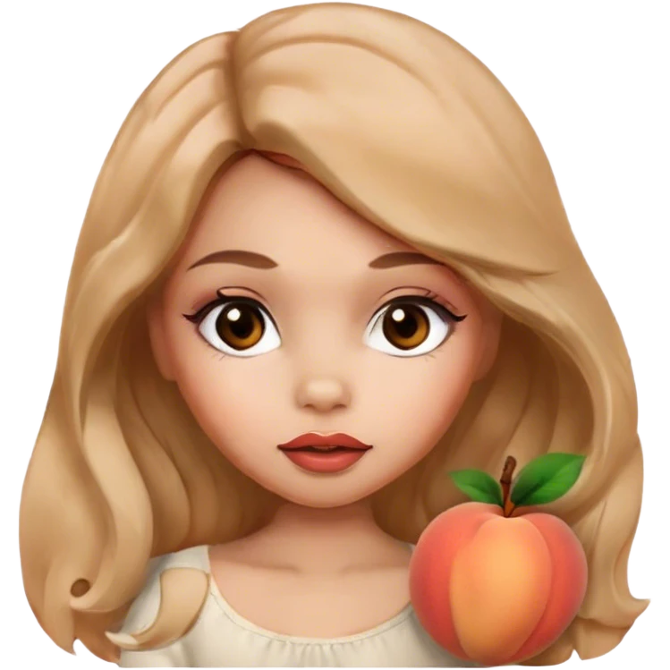 Glamourous baby, light brown skin tone, very beautiful girl, with big plump peach-beige lips, long long lashes, black wavy smooth long hair, straight parting hair, brown eyes emoji
