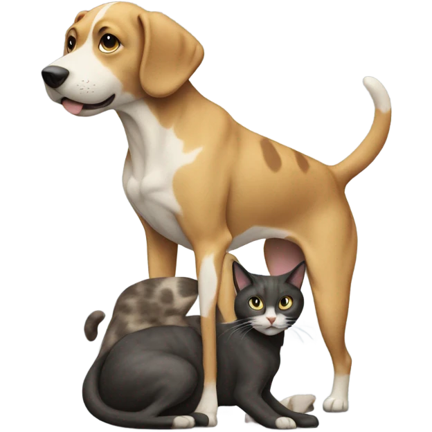 Dog on top of cat emoji