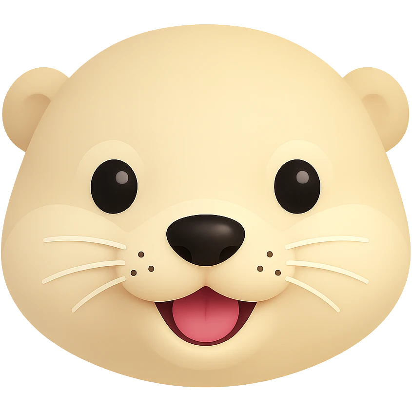 Show only the face of a cream color otter, keep it cute and simple, no background, clean isolated face portrait, minimalistic style. emoji