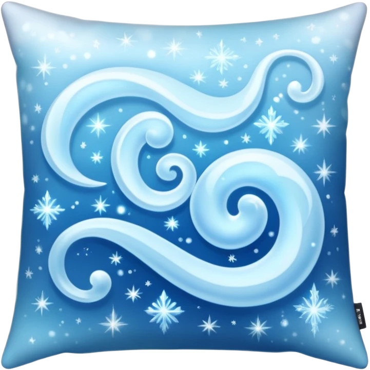 magical pillow emoji, icy blue and silver, with misty swirls, sparkles, and a cool aura emoji