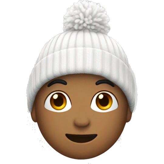 White beanie with pop Pom  emoji