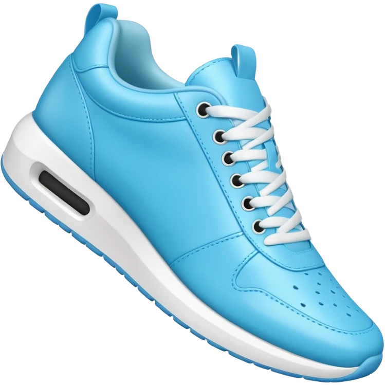 A 3D cartoon Sky Blue sneaker with soft texture, lace-up detail, and smooth reflections, isolated on plain background, Memoji-style. emoji
