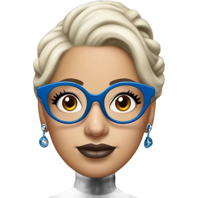 Lady gaga blue eyes black glasses realistic updo holding handbag  emoji