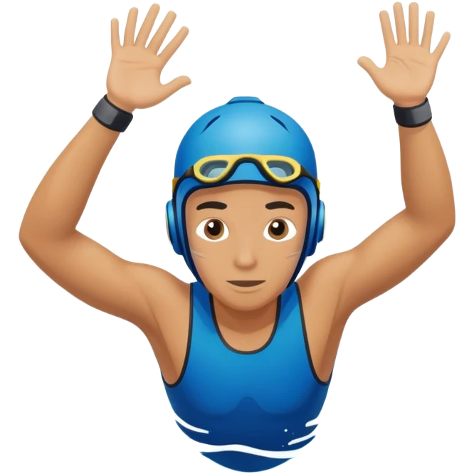 determined pool diver dives into a pool of confidence blue water  emoji