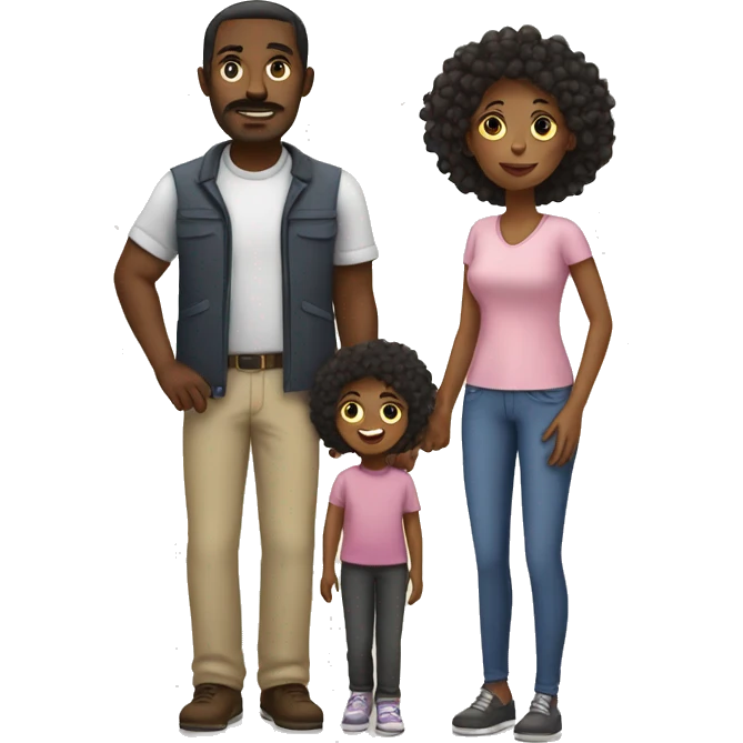 black family with a black dad, mixed race mum and 2 children emoji