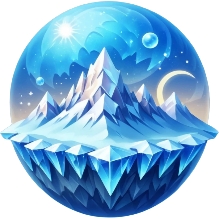 blue planet, crystal Planet, surface covered in glowing crystals mountains and dust emoji