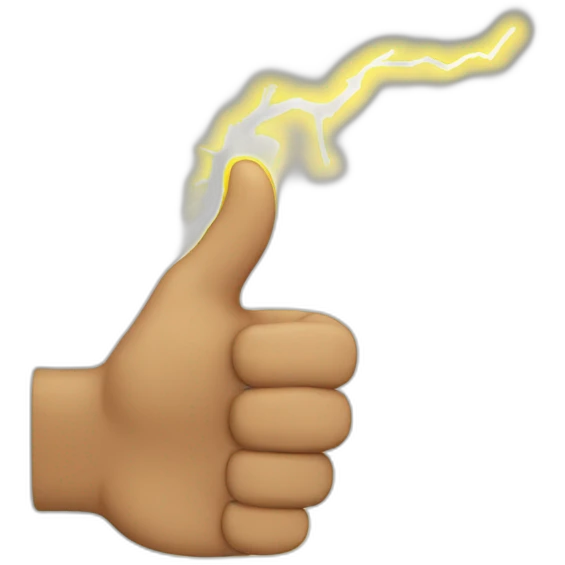 thumbs up touched by lightning emoji