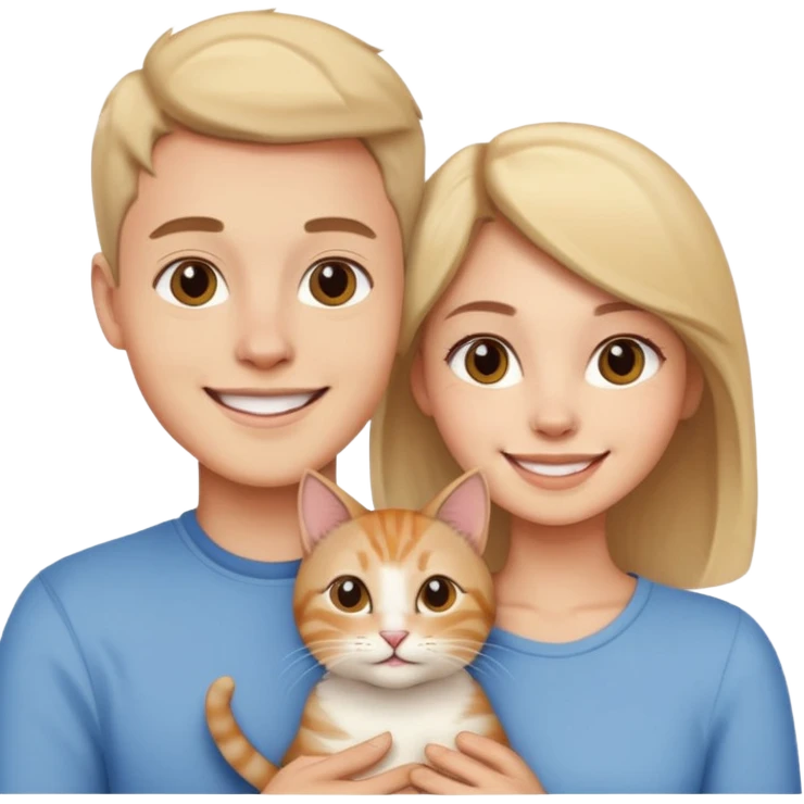 pareja joven con un gato emoji