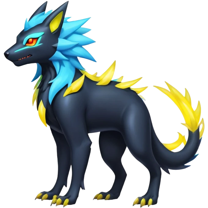  pastel dark bright vibrant futuristic lush warm-colored neon-glowing electric maned Luxray-Manectric-Fakémon-Vernid-Digimon-creature (full body) emoji