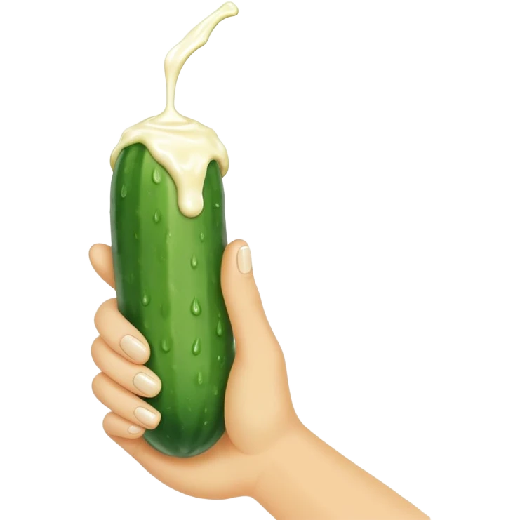 hand holding a cucumber dripping milk emoji