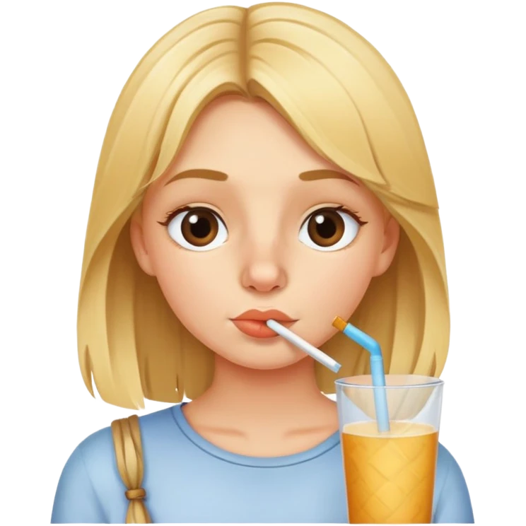 blonde girl sniffing straw in nose emoji