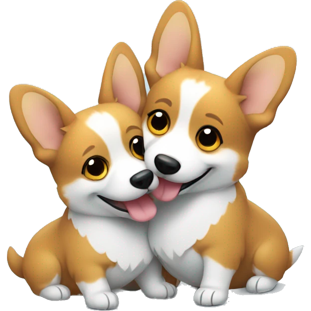 two corgis hugging happily emoji