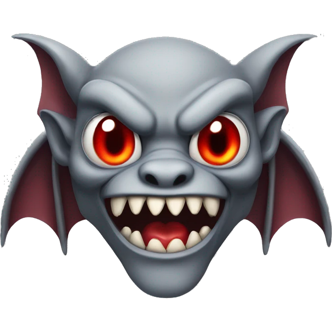 Gargoyle with red eyes, fangs and bat wings emoji
