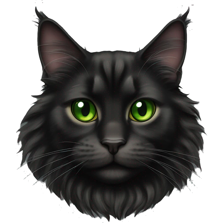 Black Maine coon cat full body belly up green eyes emoji