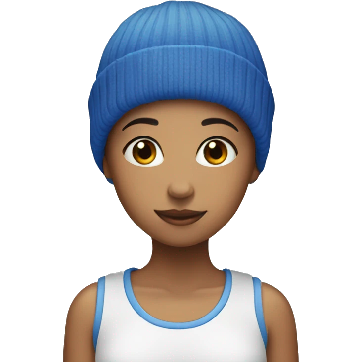 girl with short blue hair and beanie on emoji
