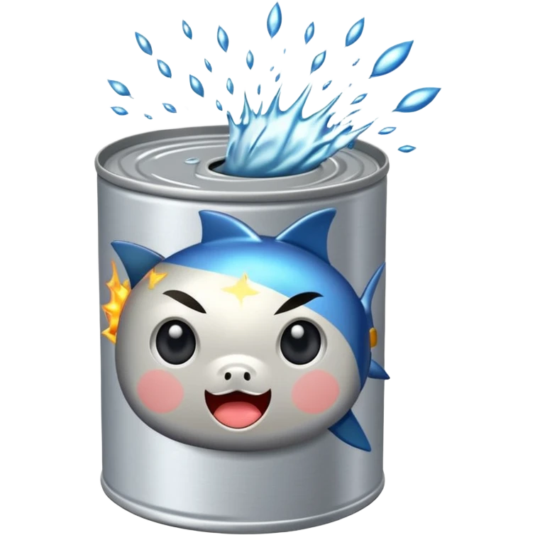 Many tiny tuna exploding out of a can  emoji