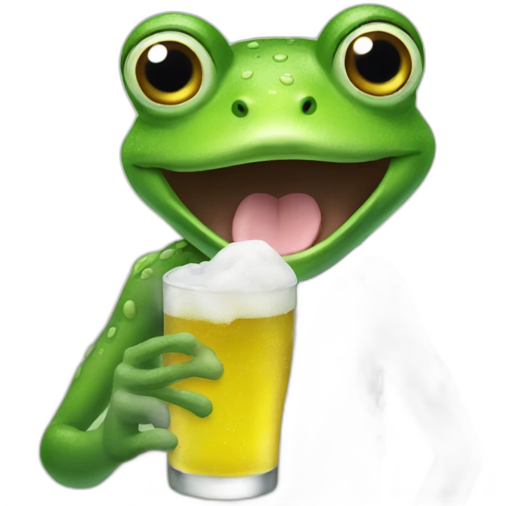 A frog enjoying a cold one with the boys emoji