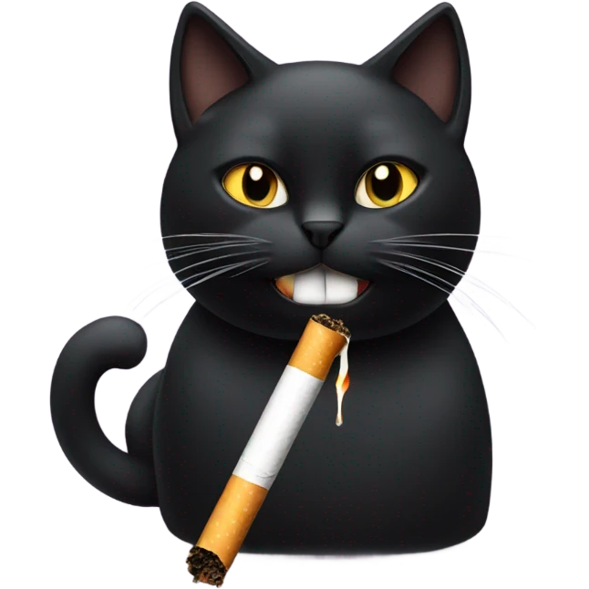 Black cat with a cigarette in its mouth emoji
