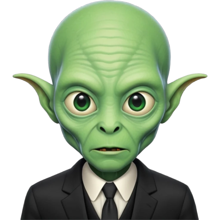 an old alien with black suit, green skin, neutral

 emoji
