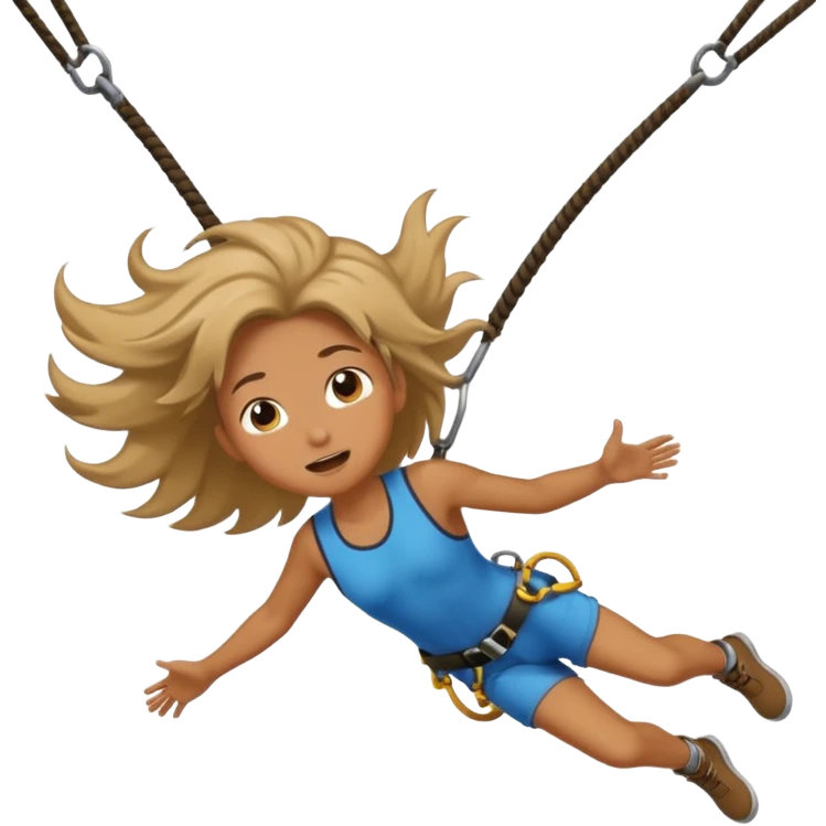 bungee jumping face only with hair flying emoji