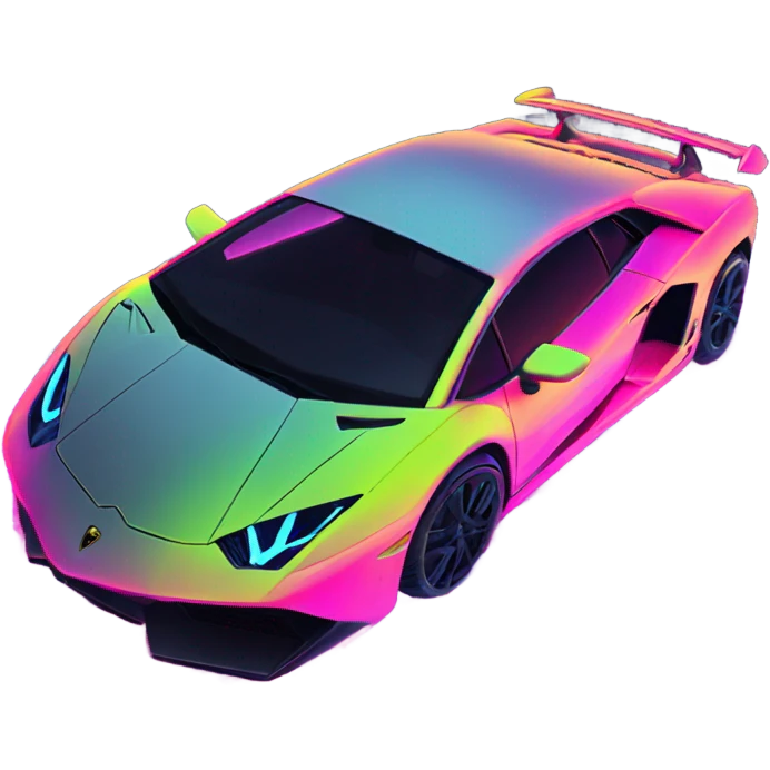 neon Lamborghini with cyber punk emoji