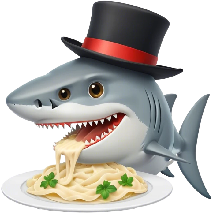 shark with tophat eating alfredo emoji