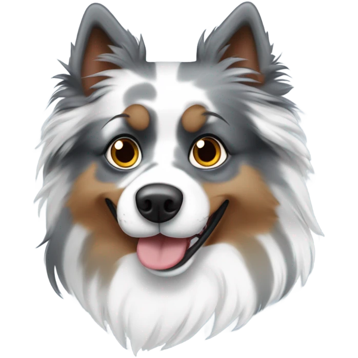 Blue Merle spitz nain with a One blue eye and One brown eyes  emoji