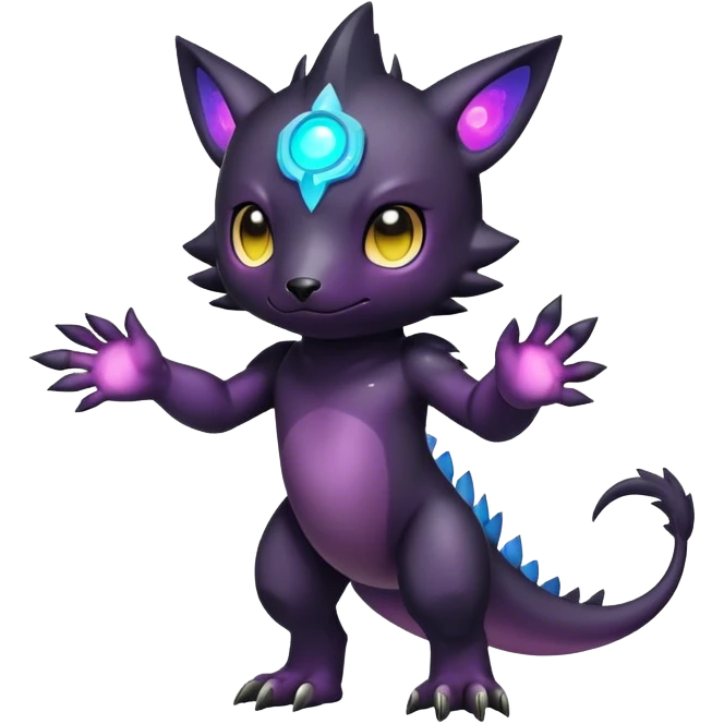Cute cool colorful dark nebula Digimon-animal-hybrid full body emoji