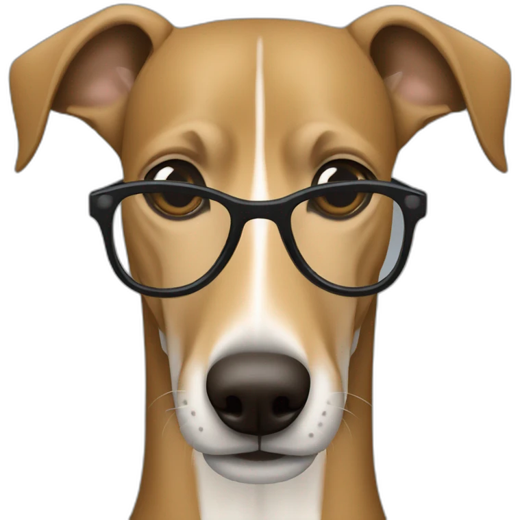 Brown Greyhound with man blue eyes and light blonde Brown Hair and glasses emoji