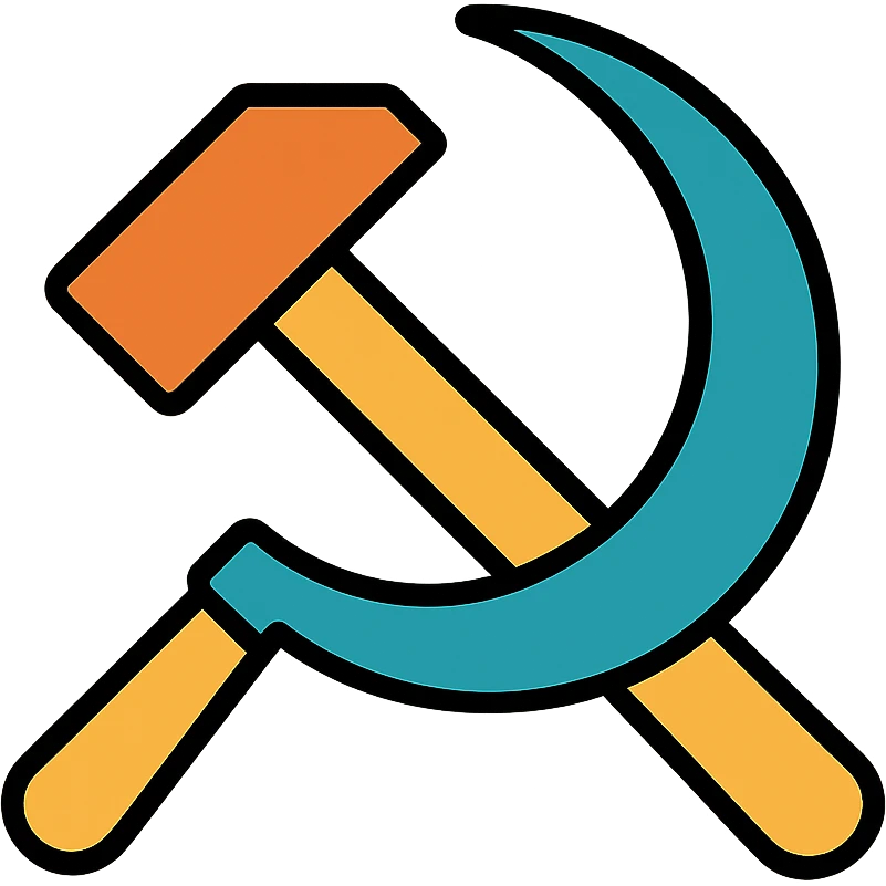 A hammer and sickle tool symbol with the hammer and sickle crossed emoji