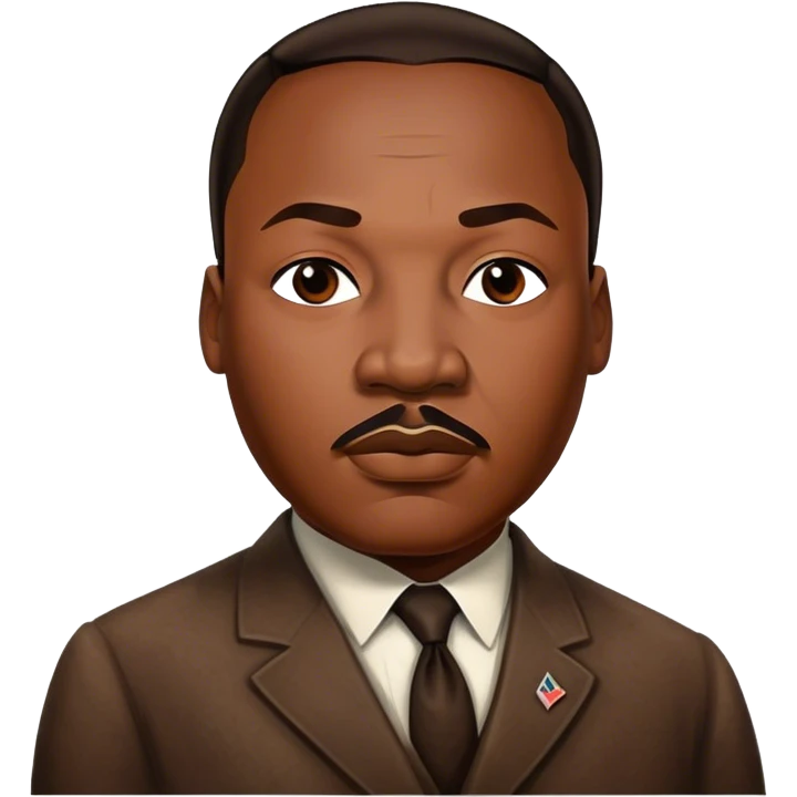 Cinematic Realistic Martin Luther King Jr. Portrait Emoji, depicted as a compassionate determined civil rights leader in period attire with a powerful gaze, rendered with rich textures and inspiring dynamic lighting that captures his historic legacy. emoji