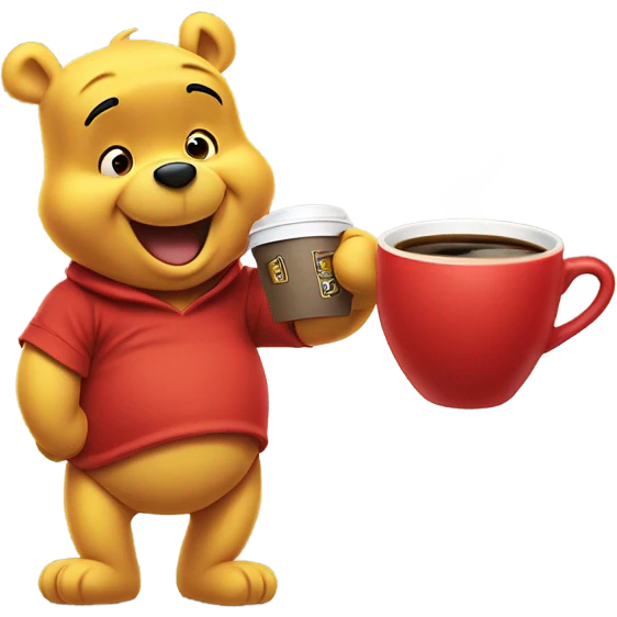 Winnie the Pooh drinking coffee emoji