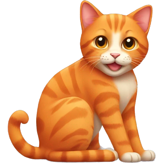 Orange cat holding heart emoji