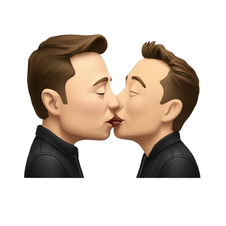 Elon Musk kissing Elon musk emoji